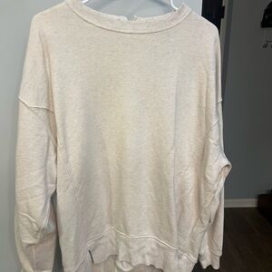 Aerie Cream Crew Neck Sweater with Ribbed Detailing